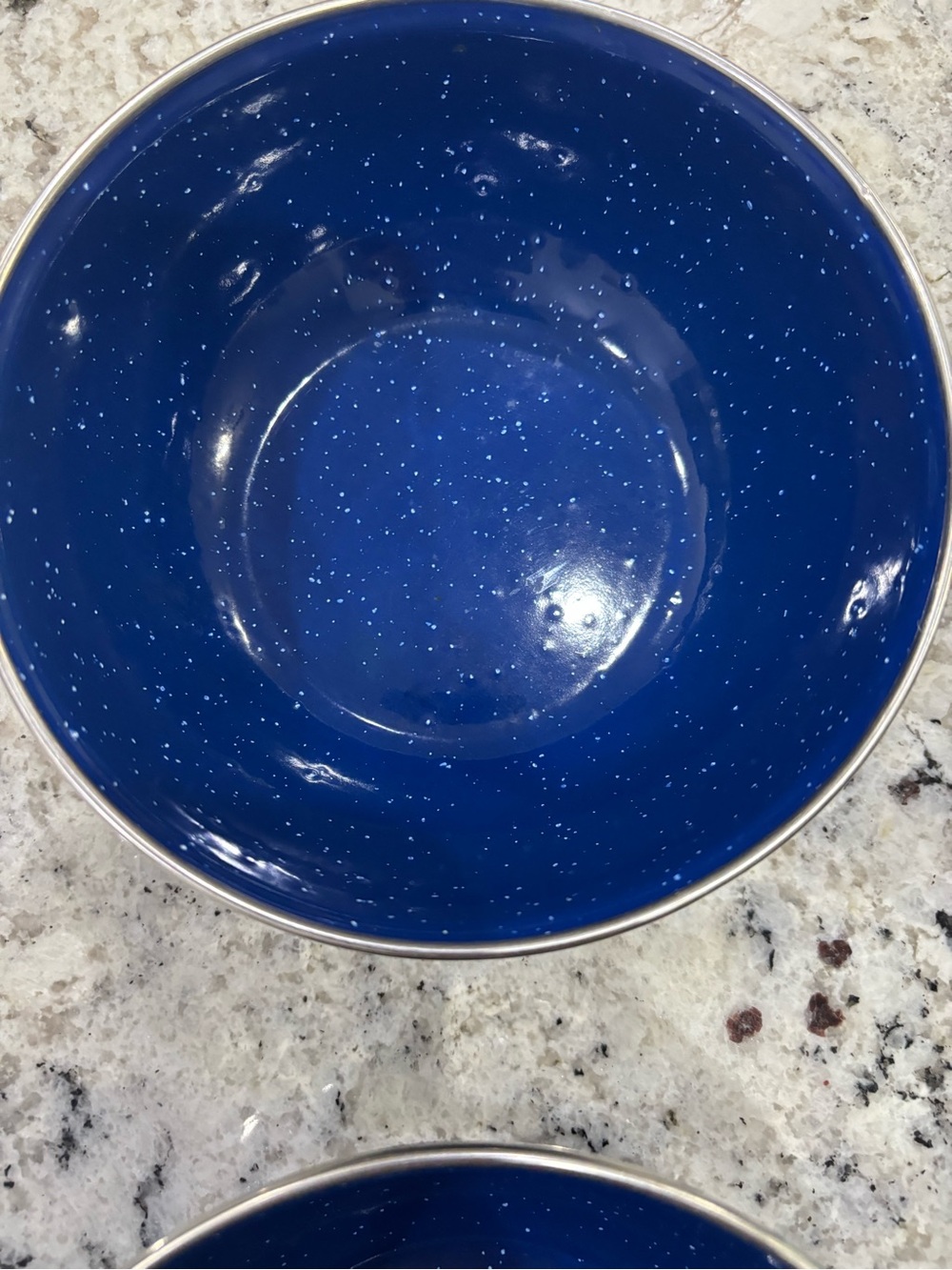 Blue Enamel Speckled Camping Dish Set Vintage Farmhouse Decor - Picture 11 of 16